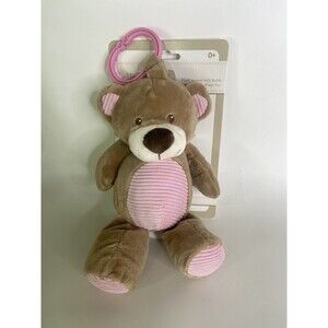 Kelly Baby Plush Bear Lovey Stuffed Animal Pram Toy With Rattle Clip On Kellytoy